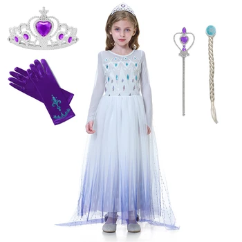 

Snow Queen Elsa Princess Cosplay Dress for Girls Birthday Party Fancy Outfits Sequin Tulle Prom Dresses Kids Clothes