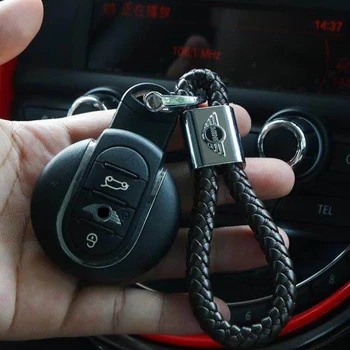 

Leather 3D Metal Car Logo key chain Keychain Key Ring For Mini Cooper Clubman Countryman R56 R57 R58 R59 R60 F55 F56 F60 Styling