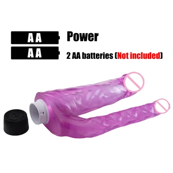 Vibrating Double Dildos Double Penetration Vagina and Anus Soft Skin Feel Phallus Dick Double Headed Penis Sex Toys for Women 6