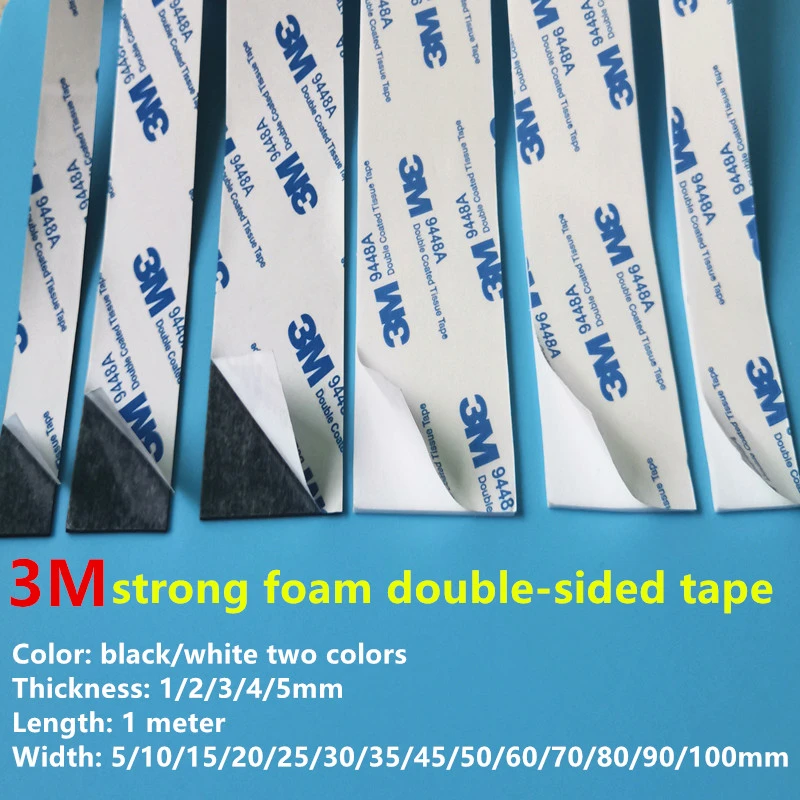 Ring Gasket 3M 9448A Strong Tape Double Sided Adhesive Acrylic Black White Foam Pad Mounting Tape Two Sides Sticky Tapes Various thickness Pneumatic Parts