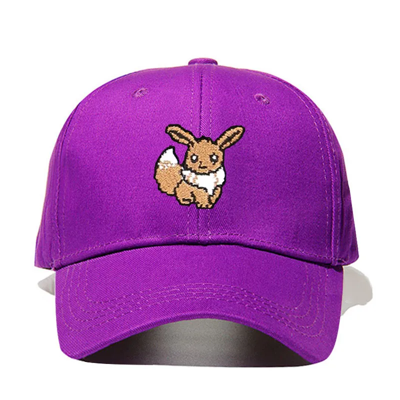 Вышивка Pixelated Pokemon Go Eevee Ash игра анимация персонажи папа шляпа хлопок Бейсболка для мужчин и женщин шляпа - Цвет: Фиолетовый