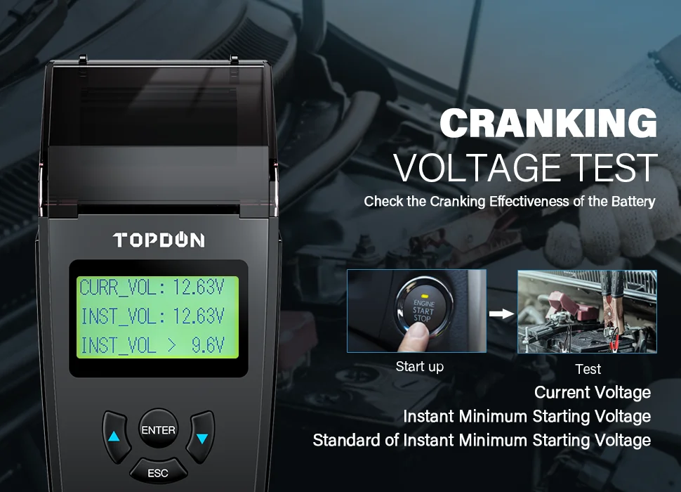 TOPDON BT500P 12V 24V автомобиль Батарея Тесты er с аккумулятор для принтера нагрузки