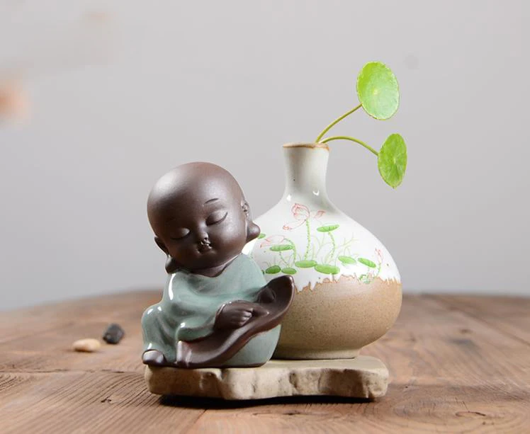 Керамическая ваза, маленький монах, Декор, Настольная Ваза, маленький цветочный горшок Будды, растение, бонсай, гидропонное украшение для дома, аксессуары
