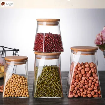 

350/500/750/950ML Glass Jar Lid Storage Jars Kitchen Food Storage Canister Containers For Coffee Bean Candy Cookies Sugar