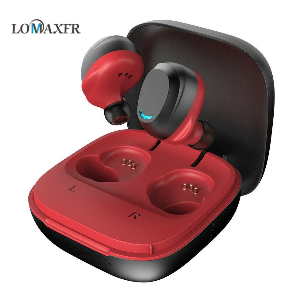 

True Wireless Earbuds Bluetooth 5.0 Earphones Auto Pairing Headset HiFi Stereo Game Headphones Red Silver TWS For iPhone Samsung