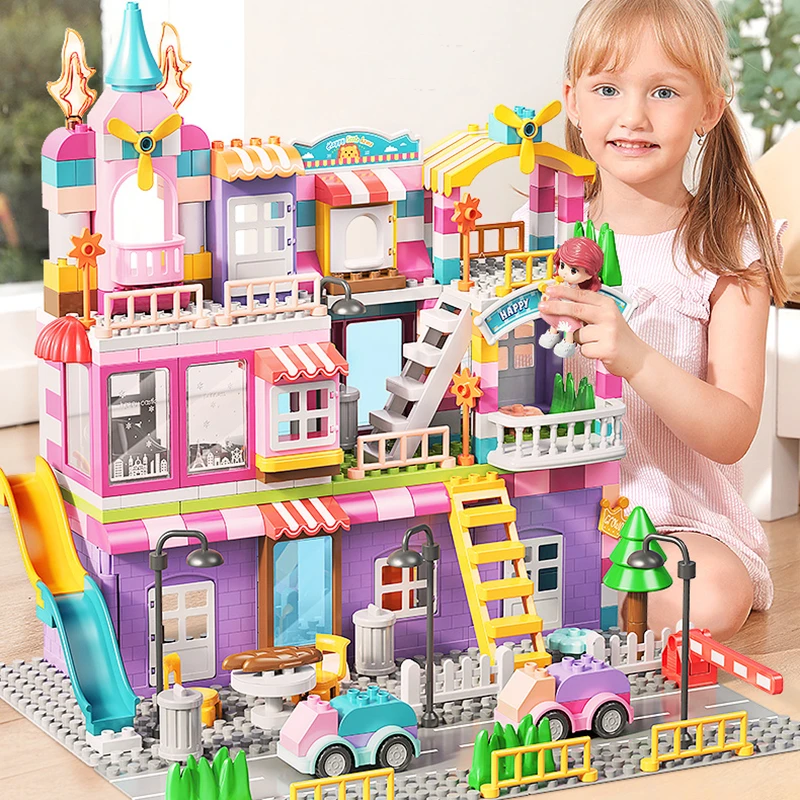 prosperidad Campo Noble Bloques de construcción grandes para niñas, juguete de ladrillos para armar  Castillo de canicas, ideal para regalo de Navidad|Bloques| - AliExpress