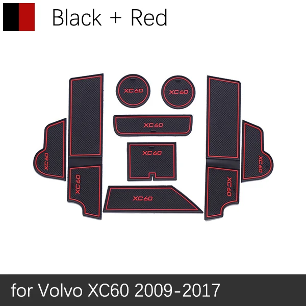 Противоскользящие резиновые чашки подушки двери паз коврик для VOLVO XC60 R дизайн 2009~ 2011 2013 аксессуары коврик для телефона - Название цвета: Красный