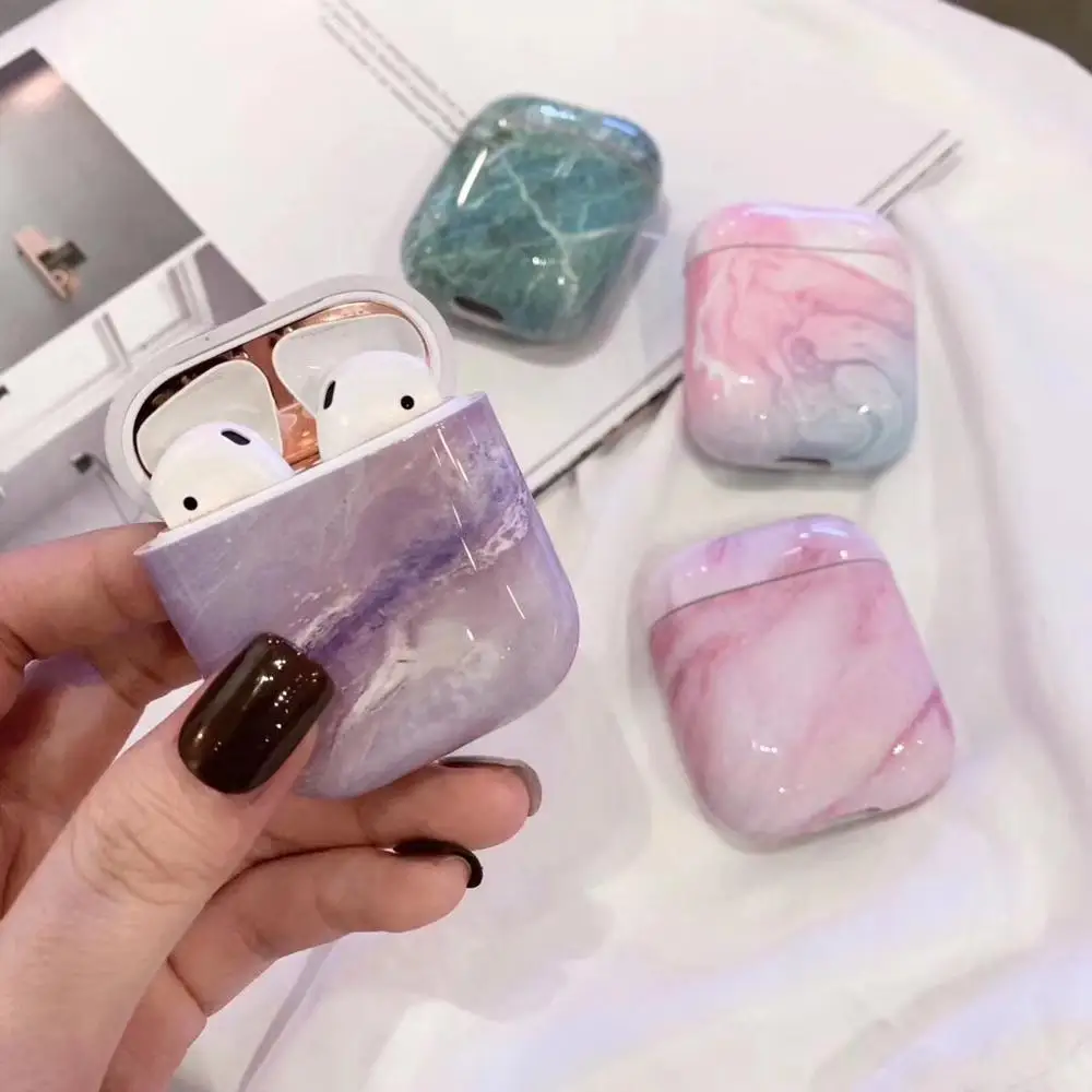 

Beautiful Marble Plastic Case for Apple Airpods Cover Protective Bluetooth Box Accessories Protection Cute