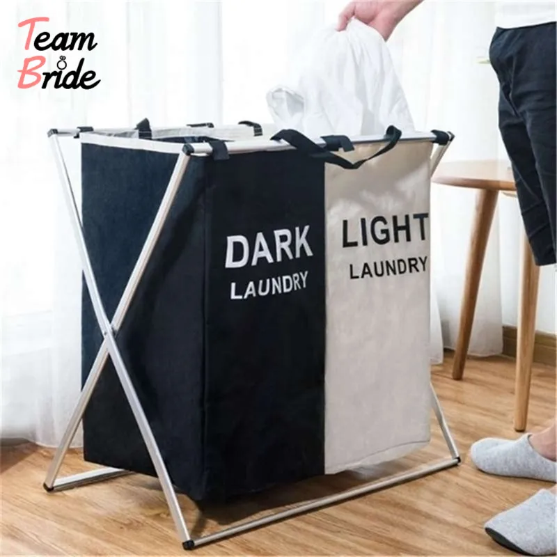 Laundry Basket Two/Three Grids Dirty Clothes Storage Basket Organizer Basket Collapsible Waterproof Folding Large Laundry Hamper