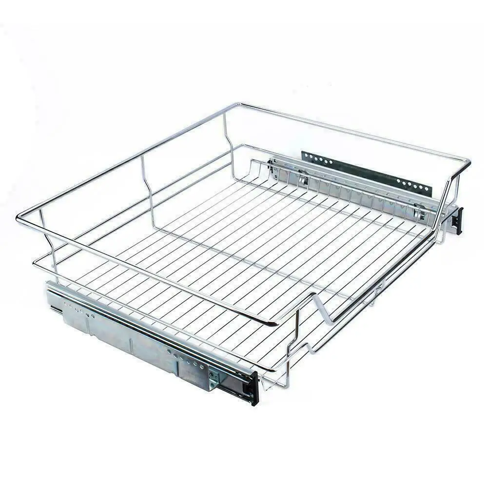 

AsyPets 600mm Kitchen Pull-Out Wire Sliding Basket Rack Cabinet Storage Organizer Drawer