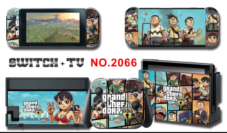 1set New Cute Anime Full Body Sticker for NS Switch Protective Cover Skin Colorful Art for Game Console Joy-Con Controller Decor
