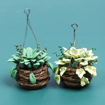 

1:12 Doll House Miniature Bonsai Dolls Garden Ornament Mini Potted Plant Flowers Pot DollHouse Decor Bonsai Model Kids Play Toy