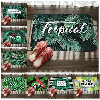 

Entrance Home Doormats Tropical Plants Printed Flannel Bathroom Anti-slip Carpet Outdoor Kitchen Floor Mats Rug