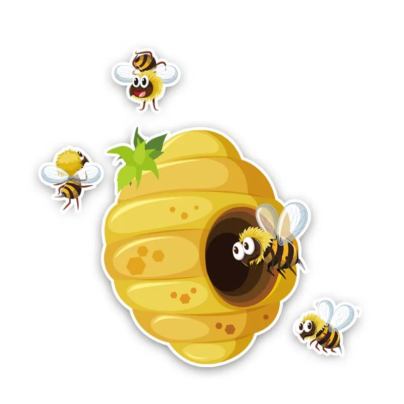 

Fuzhen Boutique Decals Exterior Accessories Funny Car Stickers Bees Build Beehives Originality Vinyl Decal PVC 13cm x 13cm