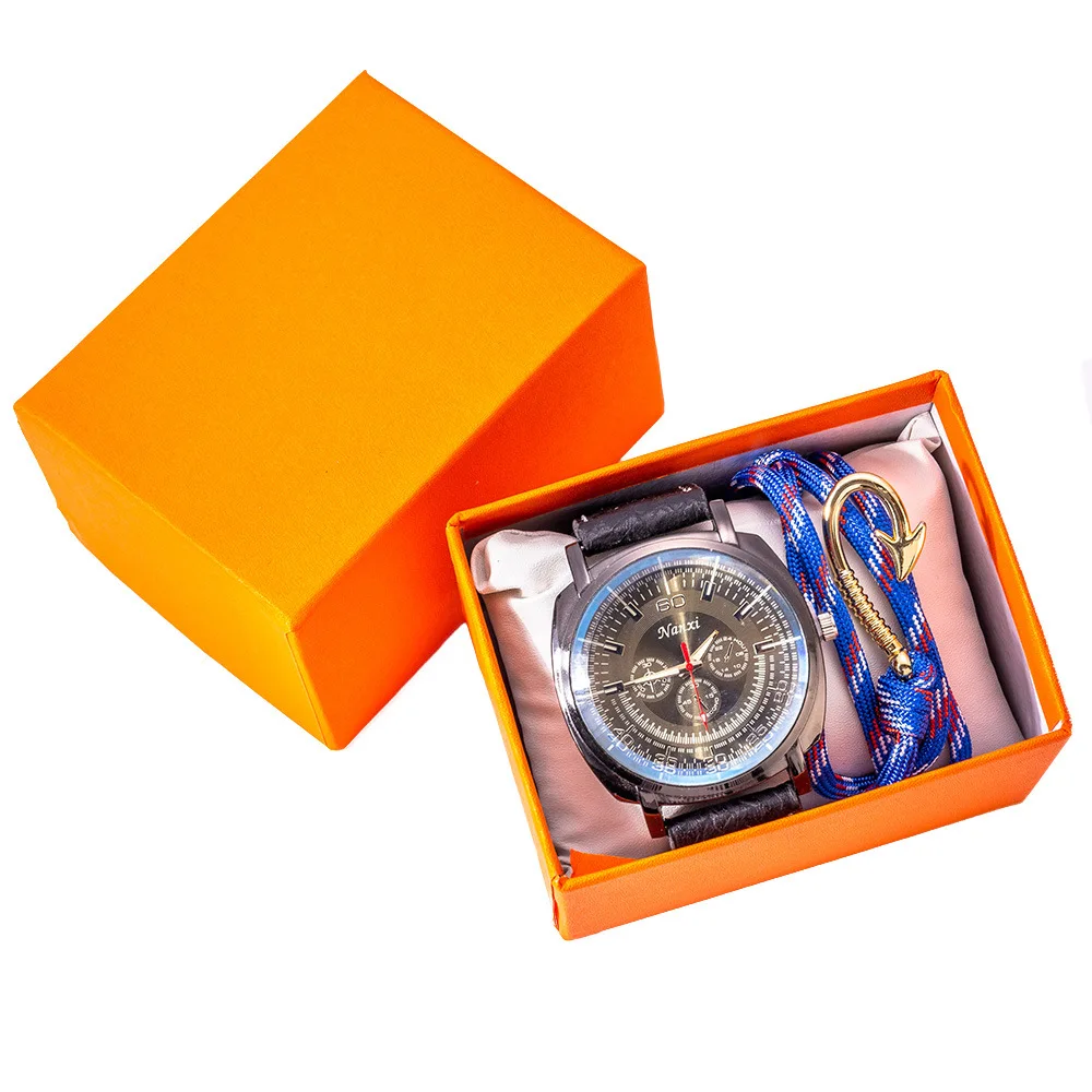 

Quality-Men Gift Set Exquisite Packaging Watch + Bracelet Set Creative Packaged Combination-2 Pieces