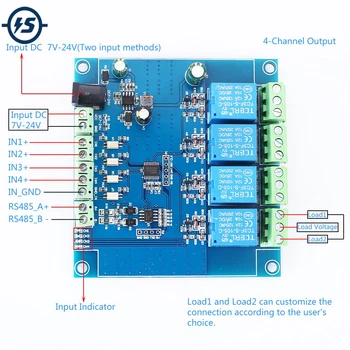 

4CH Modbus Relay Module RS485 TTL Controller 4Bit Modbus-RTU Switch Signal Input Output Anti-reverse Connection