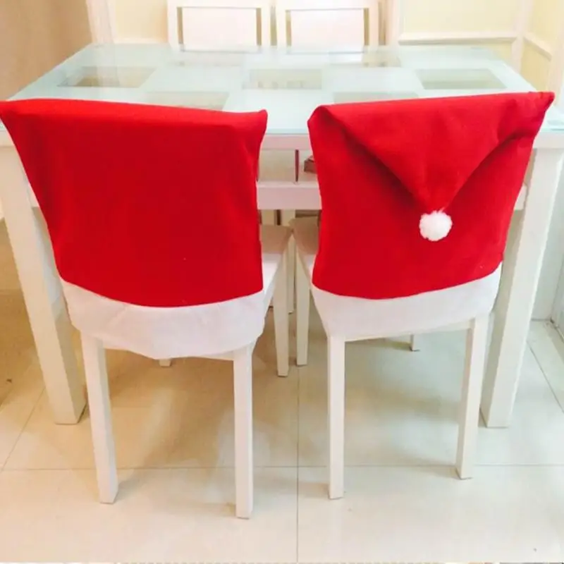 6 шт Новогодние украшения с дедом морозом Клаусом колпачок Рождественский стул для стола красная шляпа чехол на стул для украшения дома