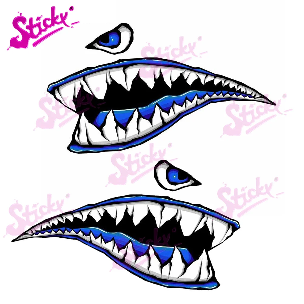 

STICKY Shark Mouth Teeth Cartoon Decal Waterproof Car Stickers for JDM SUV Sticker Decal Window Bumper Laptop Motorcycle Trunk