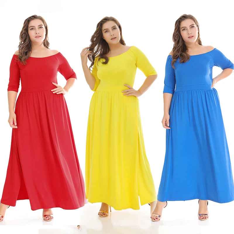 А, М. А. Большие размеры XL-3XL Модное Длинное платье для женщин синий/черный/желтый/красный вне плечо элегантный женский Макси платья для вечерние