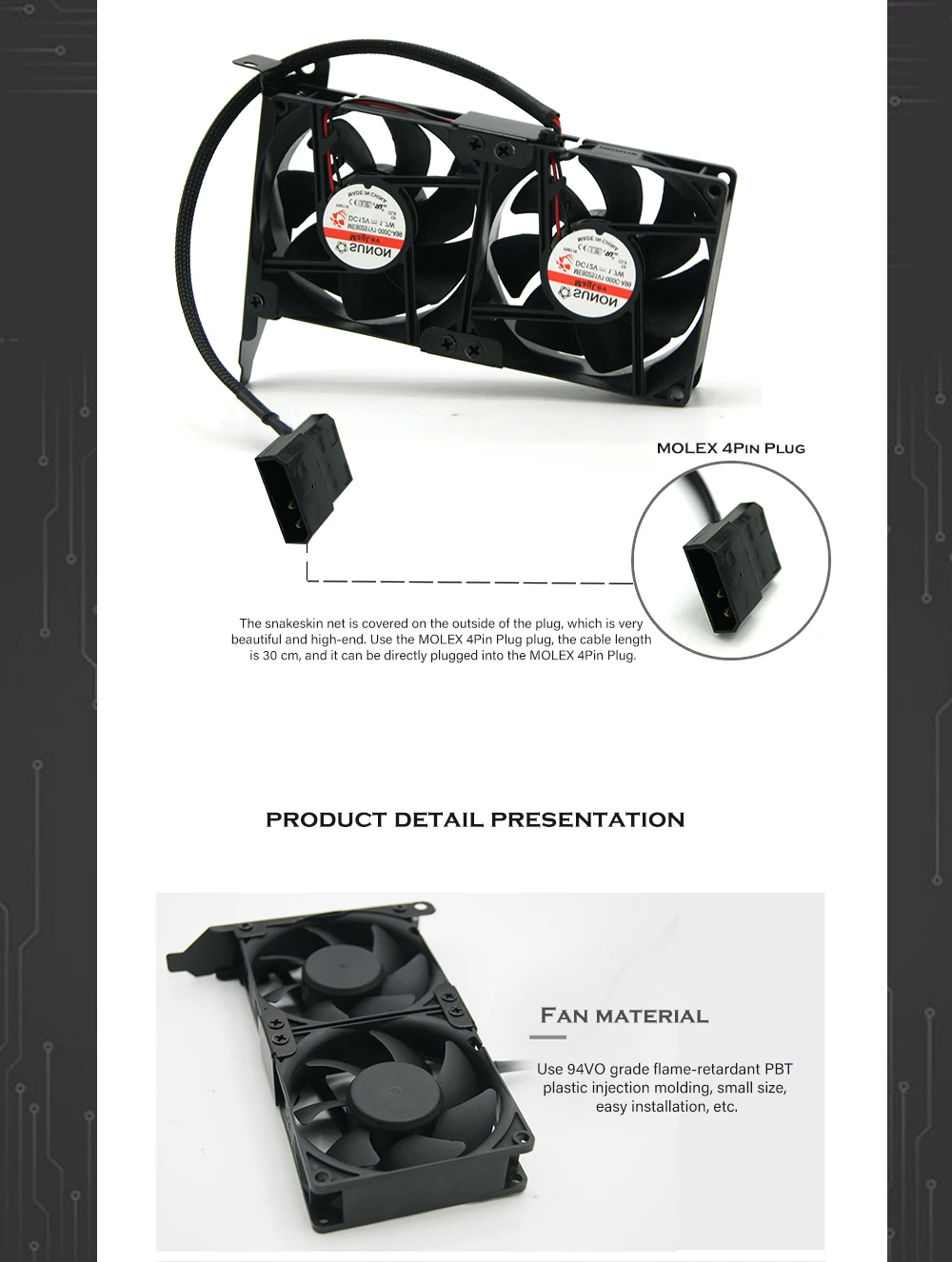 e 3 ventiladores, plugue de 3 pinos opcional, MOLED 4Pin, 8025