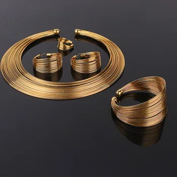 

Nigerian Party Jewelry Set for Women Dubai African Jewelry Set Nigerian Wedding Fan Bridal Gold Necklace and Earing Sets Nigeria