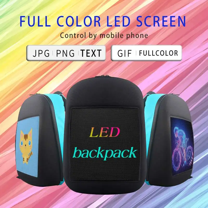 

LED Screen Dynamic Backpack DIY Backpack WiFi LED City Walking Advertising BackBag Universal Bag For laptop-iPad