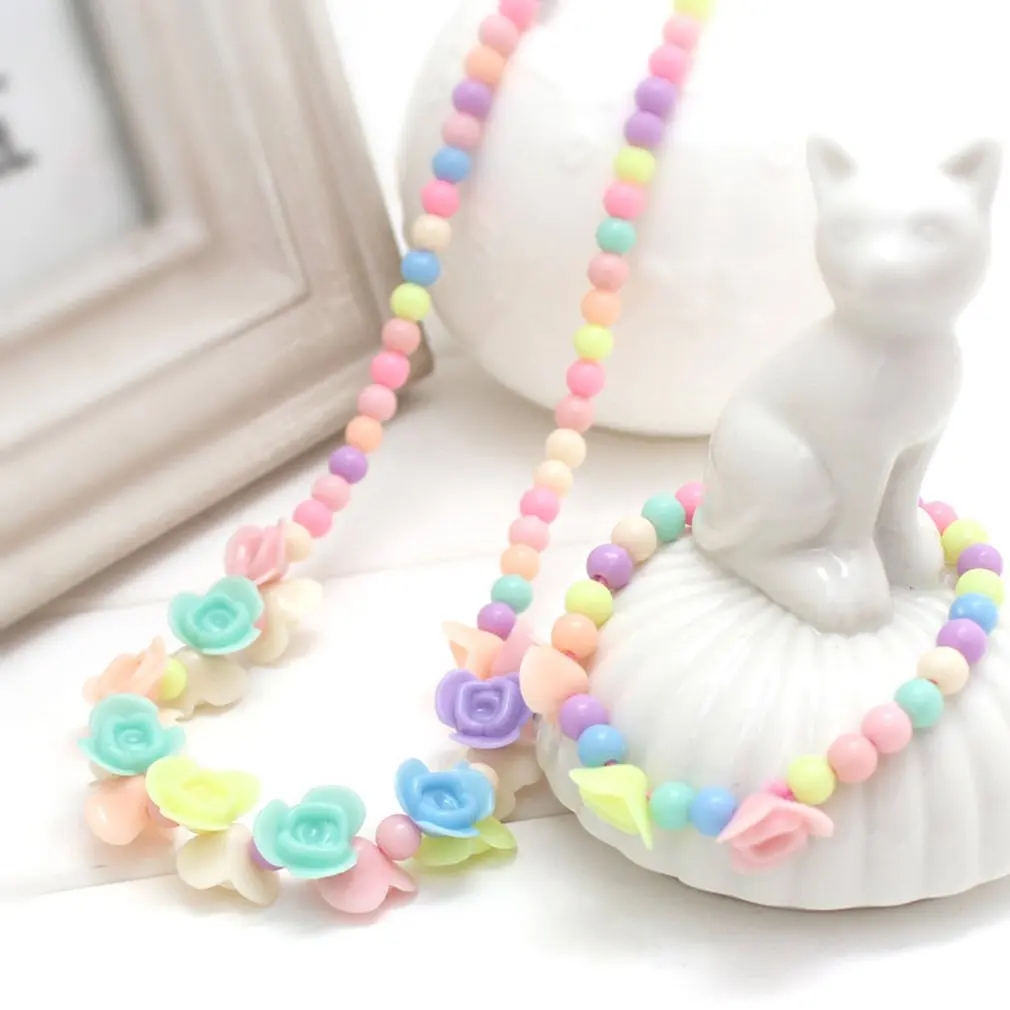 Корейское детское ожерелье, цветное ожерелье, цветные маленькие ювелирные изделия для детей, креативные подарки