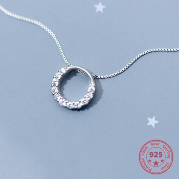 

Chic 100%S925 Sterling Silver Korean Temperament Elegant Fashion Round Pendant Simple Diamond Women Fashion Jewelry Gift