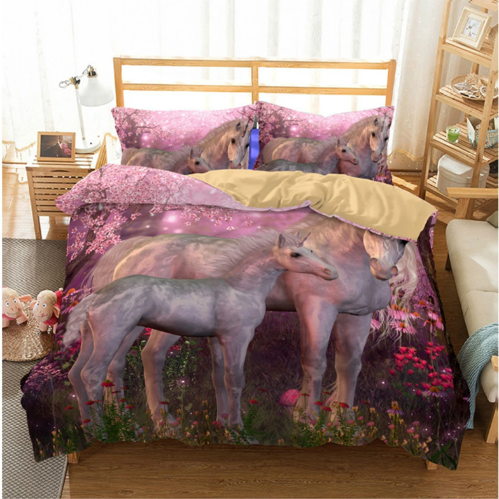 

Bedding Set Printed Unicorn For Home Duvet Cover Set With Pillowcase Queen King 12 Sizes Bedclothes 2/3Pcs Luxury Home Textile