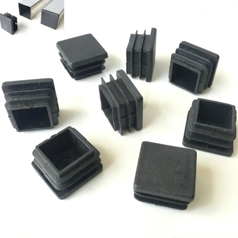 

20pcs Black Plastic Blanking End Caps Square Pipe Tube Cap Insert Plugs Bung For Furniture Tables Chairs Protector