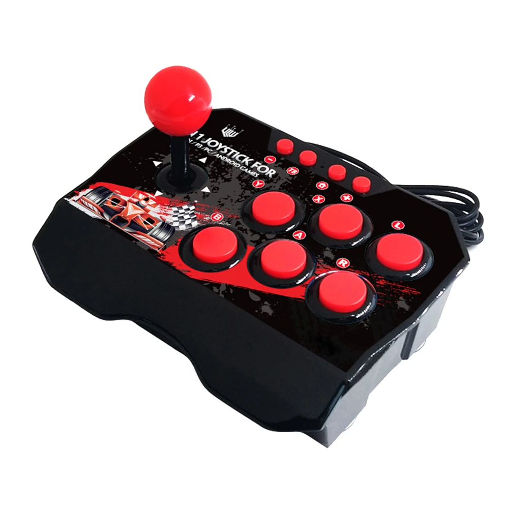 4-in-1 Retro Arcade Game Joystick Station USB C Wired TURBO Fighting Rocker Controller for N-Switch/PS3/PC/Android Games Console