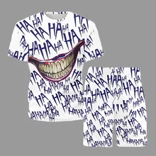 Summer Sets Men Short Sleeve Hip Hop Big Mouth Printed Male T-Shirt Shorts Beach Set 2021 Funny Trendy Youth Casual Clothes 5XL