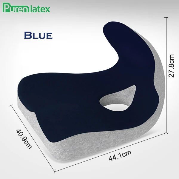 Blue Кресло из латекса, поясничная Подушка, поддерживающая сиденье, подушка с эффектом памяти для облегчения боли в пояснице, улучшает осанку и защищает вашу спину - Цвет: Blue