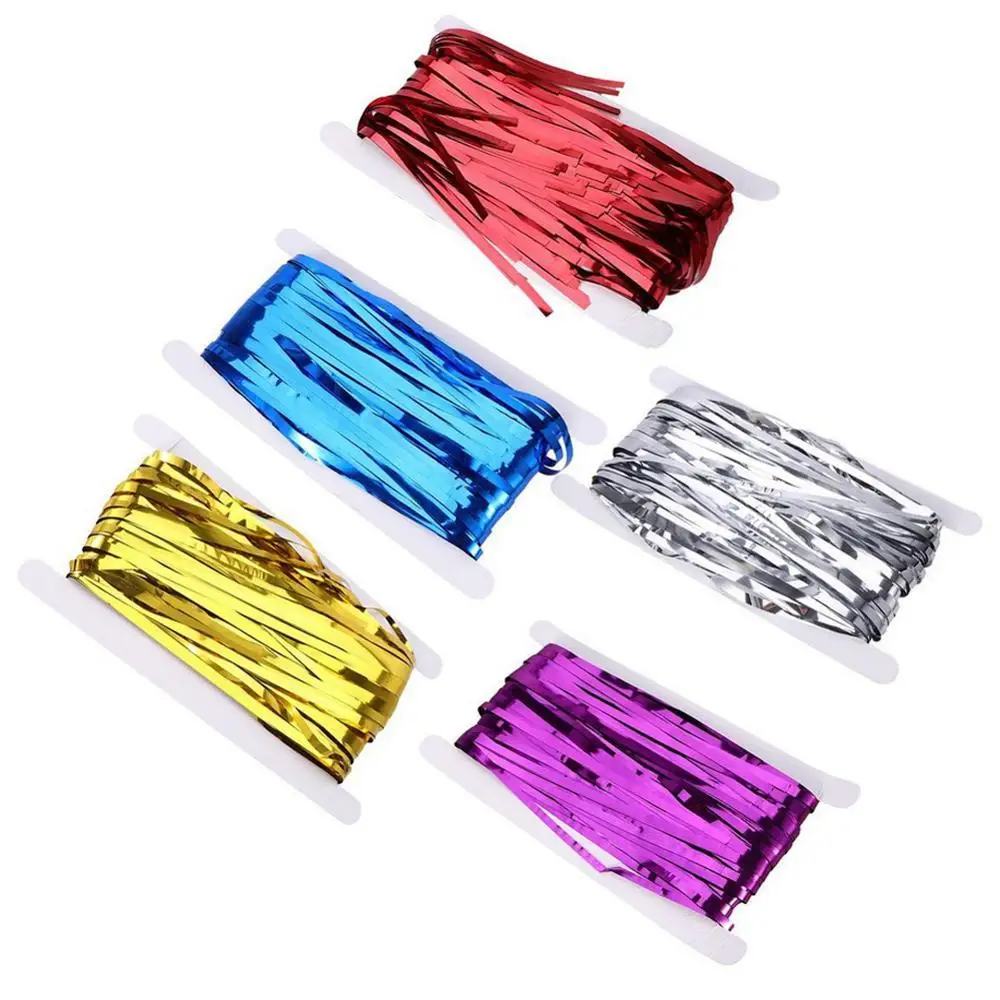 2M Gold Silver Metallic Foil Tinsel Fringe Curtain Birthday Party Decoration Wedding Photography Backdrop Curtain Photo Props