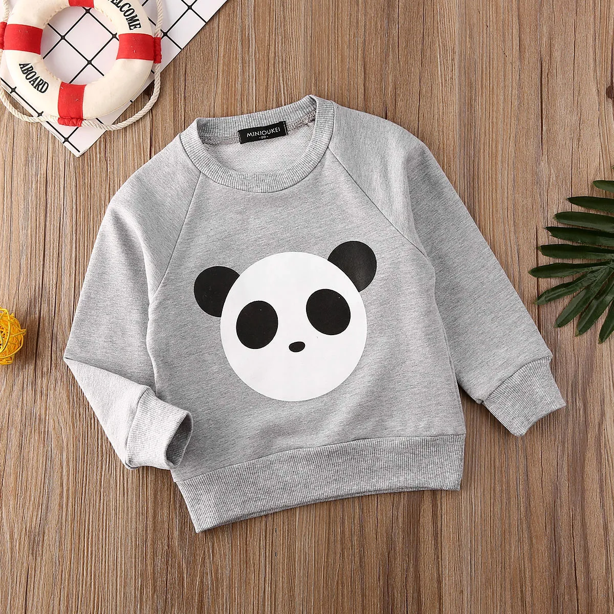 Toddler Baby Kids Boys Girls Clothes Panda Printed Long Sleeve Sweatshirts Top Winter Autumn Black Grey Casual Pullovers