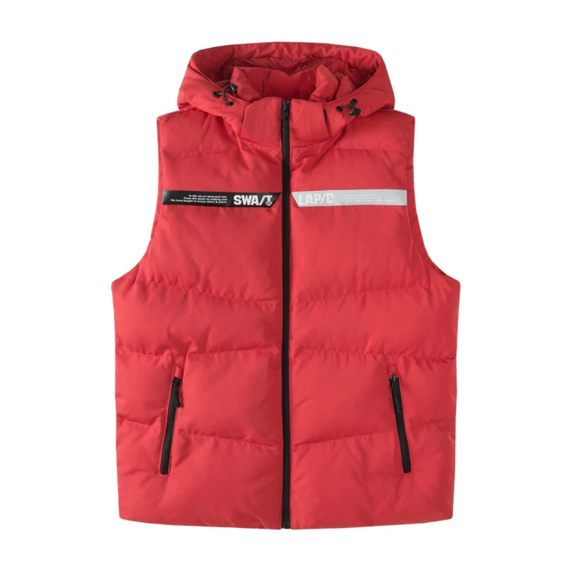 Semir, хлопковый жилет, мужской, Молодежный, хит, цветной, с буквенным принтом, с капюшоном, мужской жилет, теплый, короткий, параграф, тренд, без рукавов, жилет - Цвет: red