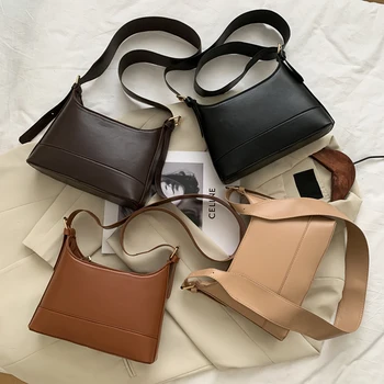 

Simple PU Leather Crossbody Bag for Women Shoulder Trunk Portable Fashion Ladies Solid Commuter Messenger Bags