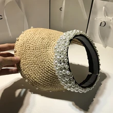 01906-pei01209 ручная работа с жемчугом Дизайнерская Женская бейсболка с жемчугом без рафии Женская пляжная Праздничная шляпа