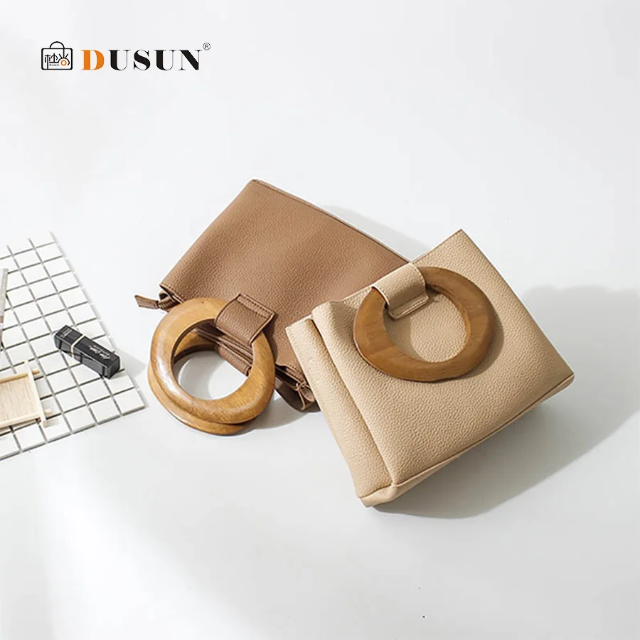 

Vintage Wooden Ring Handle Women Handbags Casual Shoulder Messenger Bag Luxury Crossbody Bags Designer Purse Large Tote Buckets