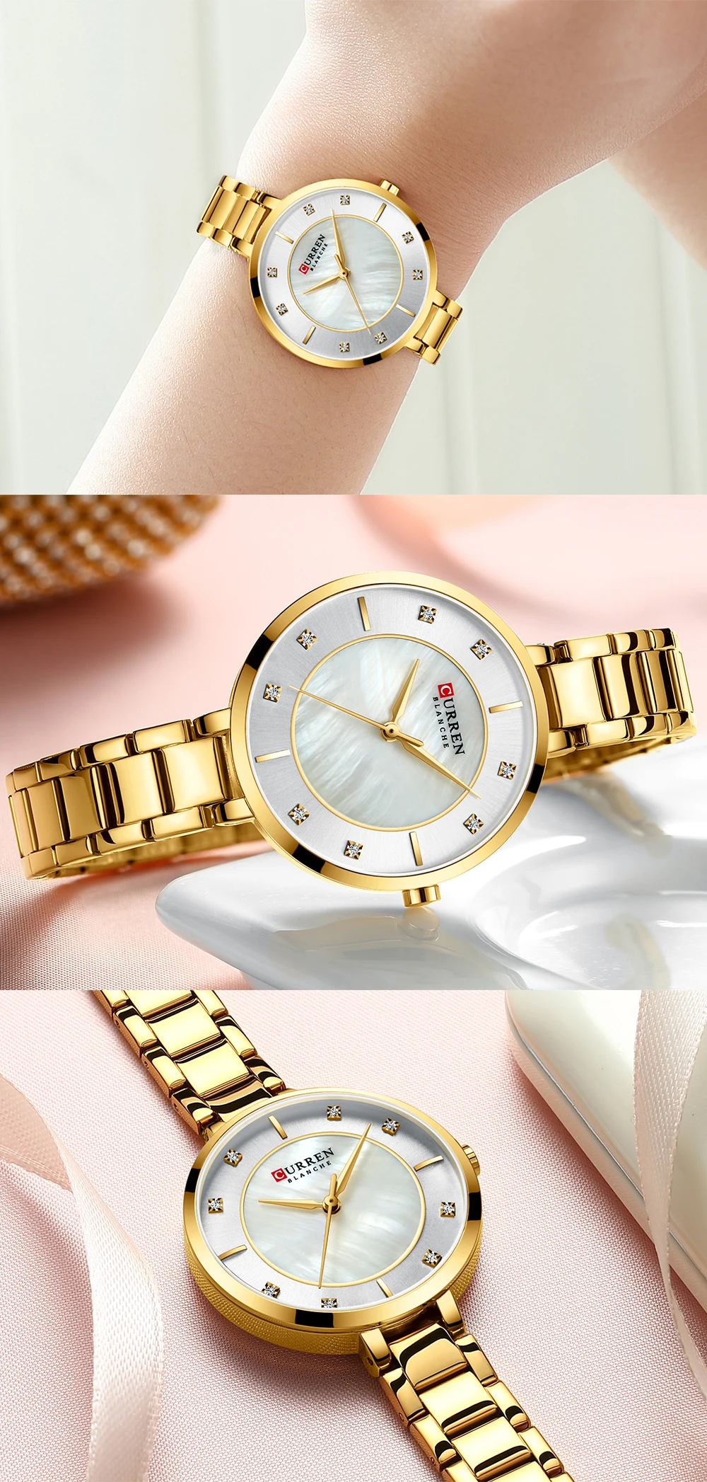 Watches Women Fashion Luxury Rhinestone Dial Quartz Clock Waterproof Stainless Steel Band Wristwatch for Ladies_voghion.com