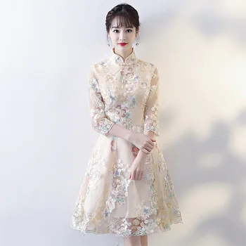 

Modified Cheongsam Dress Small Fragrance 2020 New Autumn And Winter Temperament Show Thin Fashion Daily Short Girl