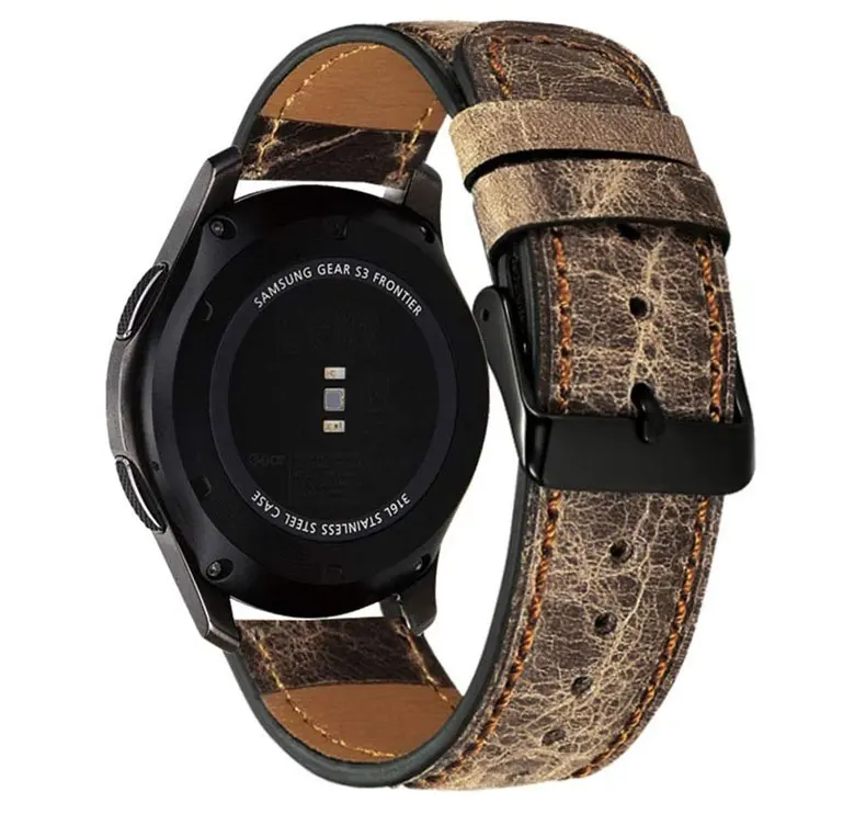 22 мм ремешок из натуральной кожи для samsung gear S3 Frontier Galaxy Watch 46 мм huawei watch gt 2 ремешок Amazfit GTR 47 мм браслет