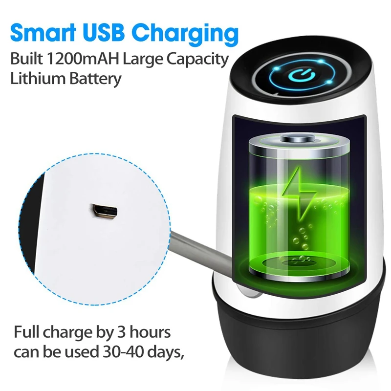 Bottle Water Pump,Electric Drinking Water Pump 5 Gallon USB Charging Portable Water Dispenser Water Bottle Switch for Home Kitch