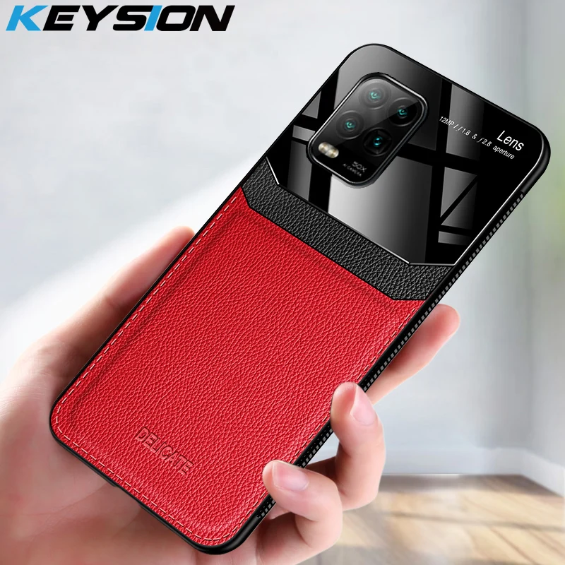 Ударопрочный чехол KEYSION для Xiaomi Mi 10 Lite Youth Pro задняя крышка из кожи и стекла