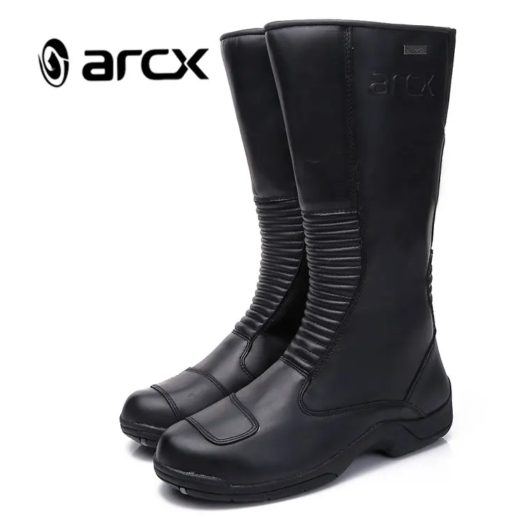 ARCX Men Motorcycle Boots Motocross Shoes Genuine Leather Wearable Waterproof Motorbike Touring Boots Locomotive Concierge Boots