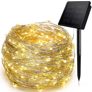 

100 led Solar LED Lighting String Waterproof LED Copper Wire String Holiday Outdoor led strip Christmas Party Wedding Decoration