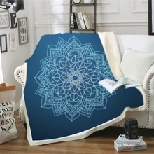 Manta Reversible de felpa de terciopelo de felpa Vintage azul cobalto Mandala borrosa manta suave de microfibra para cama o sofá