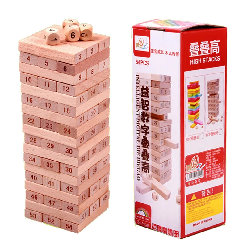 

MWZ 51 Grain Building Blocks with Numbers Bricks Pro 51 PCs Building Blocks Jenga Chouchoule Board Game