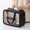 Large Capacity Frosted PU Transparent Cosmetic Wash Bag Waterproof PVC Bath Storage Bag for Bath And Toiletries 2