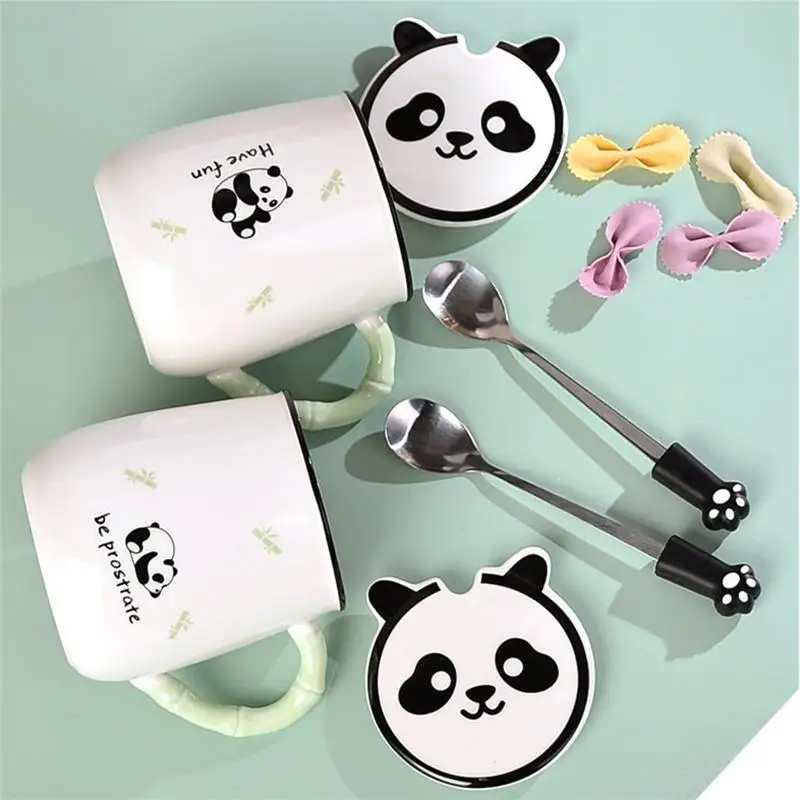 Ceramic Mug with Spoon - Panda 3.25 x 3.75 Inches - Just Asian Food